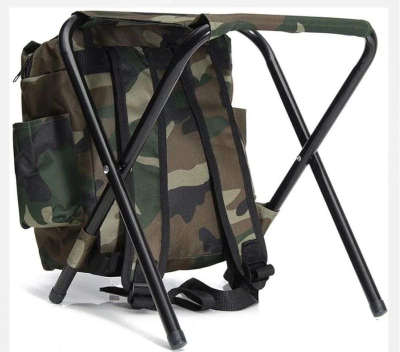 Foldable Fishing Chair Stool Travel Camping Hiking Camouflage Backpack Bags