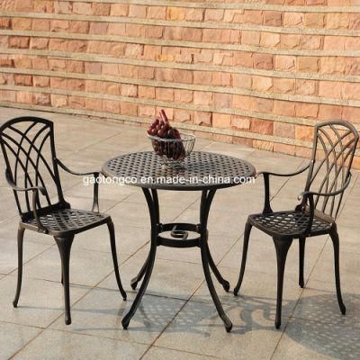 3 Piece Outdoor Patio Furniture Tulip Design Cast Aluminum Garden Bistro Set in Antique Copper