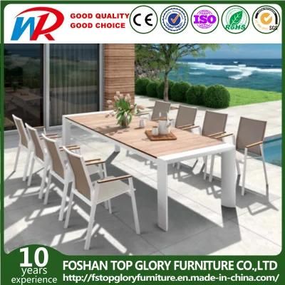 Aluminum Alloy Dining Table and Chair with Teak Finish