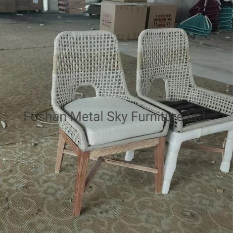 Outdoor Teak Aluminum Wooden Garden Hotel Patio Rattan Rope Chair