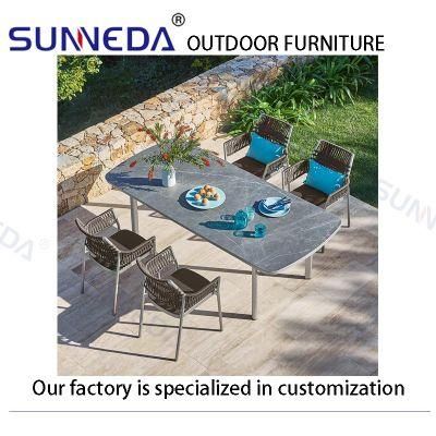 Leisure Garden Aluminum Chair Rock Surface Table Contemporary Comfortable Furniture