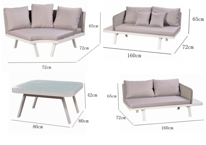 Outdoor Leisure Modern Furniture Corner Sofa Set with Coffee Table