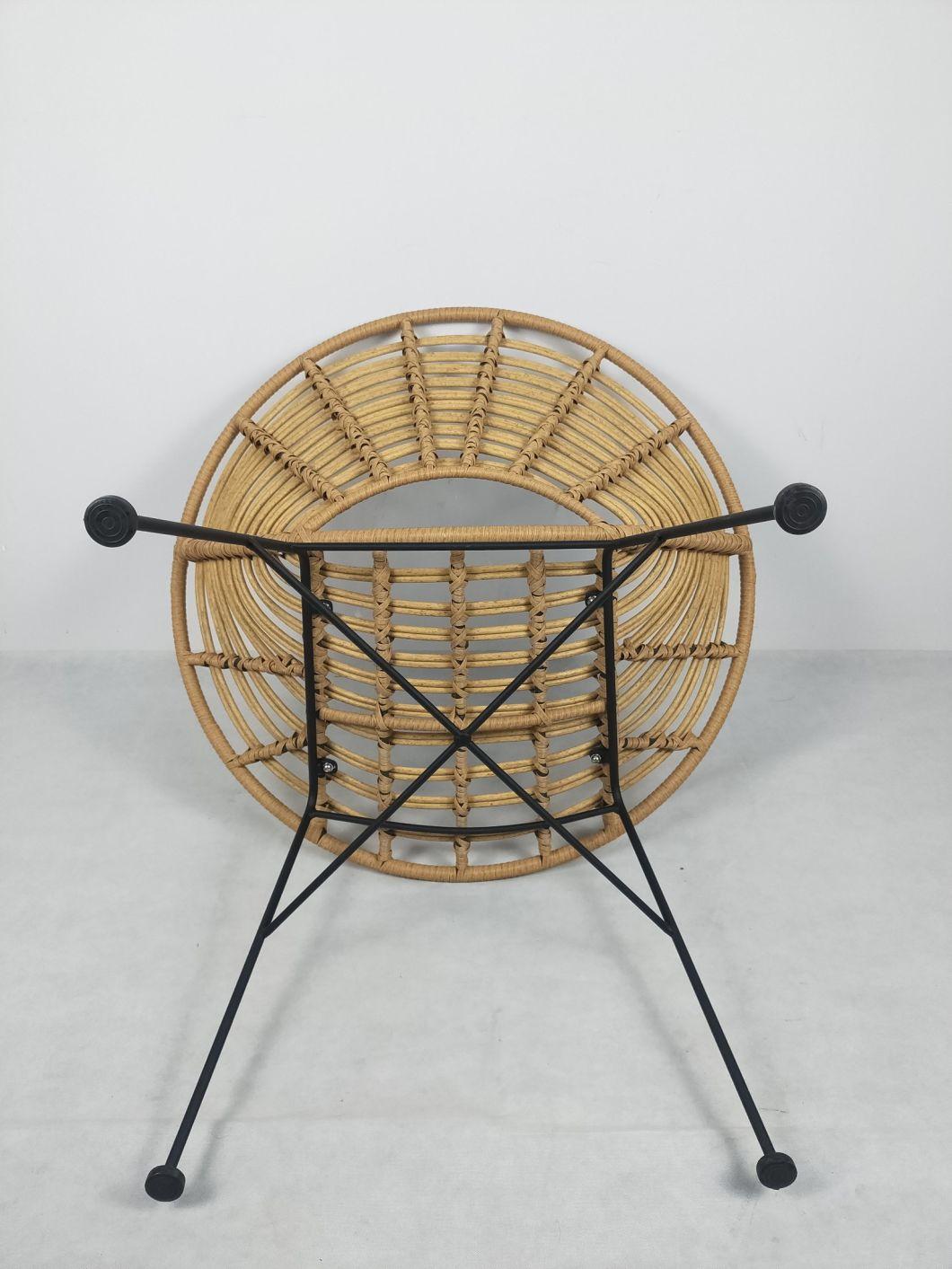 Synthetic Rattan PE Round Wood Wicker Woven Chairs Leisure Furniture