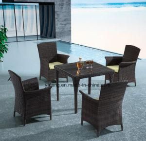 Cheap Set PE-Rattan Outdoor Garden Furniture Dining Set with Chair &amp; Table (YTA026&YTD446-4)