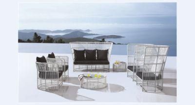White Aluminum Frame White Rope Leisure Patio Garden Furniture Sets Chairs and Tables