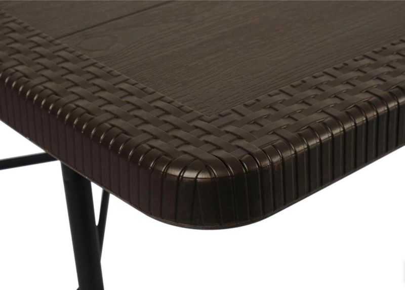 171cm Durable Plastic Folding Wooden Table/Grey Color Wooden Rattern Surface Top Table
