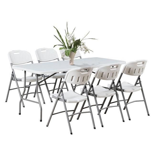 8FT Outdoor Camping Rectangle Balcony Portable White Plastic Folding Table