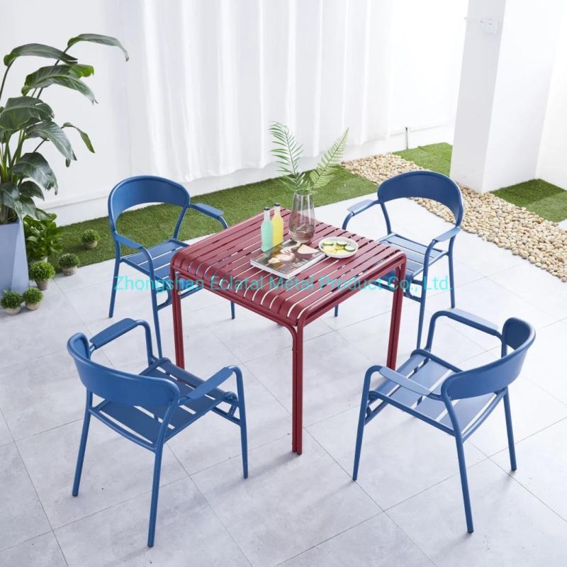 Chairs Furniture Outdoor Aluminum Restaurant Dining Set and Cafe Modern Bistro Sets Metal Chair