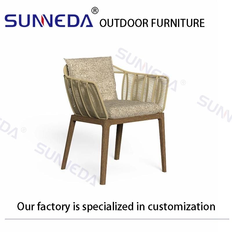 Outdoor Comfortable Factory Modern Teak Table with Rock Board Surface