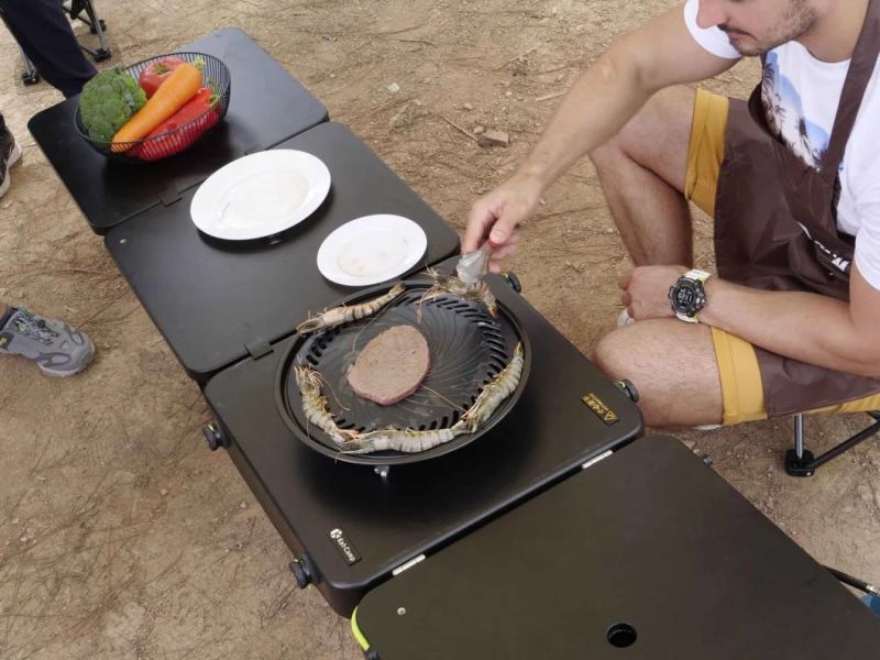 Ultra-Light Folding Camping Table with Gas Stoves