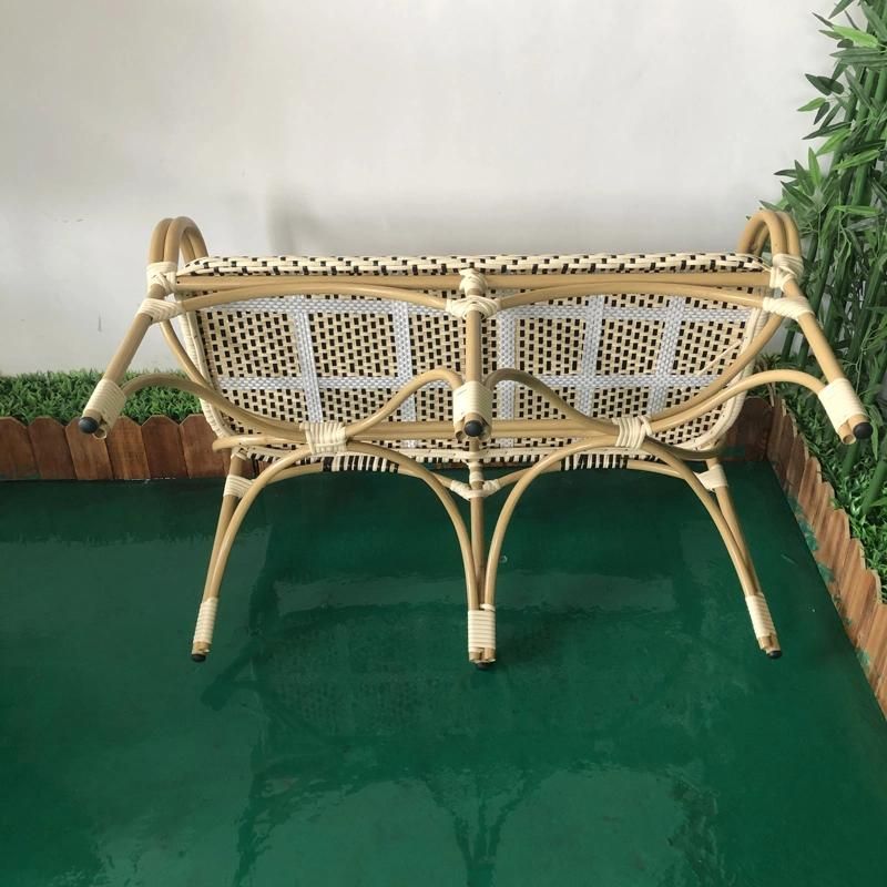 Factory Wholesale New Design Metal Rattan Double Chair Outdoor Garden Patio Furniture