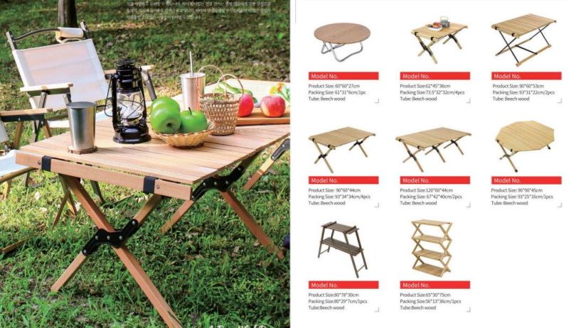 Ultralight Mini Portable Folding Beech Wood Round Camping Picnic Table