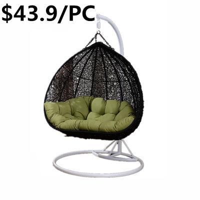 Outdoor Metal Frame Egg Shape Hanging Patio Rattan Swing Chair