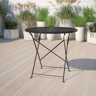 Commercial Grade 30&quot; Round Black Indoor Outdoor Steel Folding Patio Table