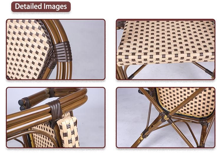 Outdoor Garden Set Stackable Cafe Patio Armchair Furniture Rattan Chair with Arms (SP-OC426)