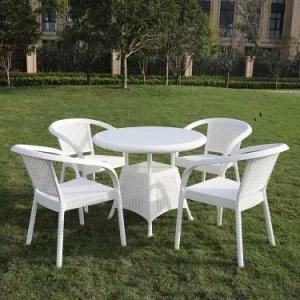 5PCS Wholesale Outdoor Furniture Plastic Rattan Wicker Round Table with Four Chairs