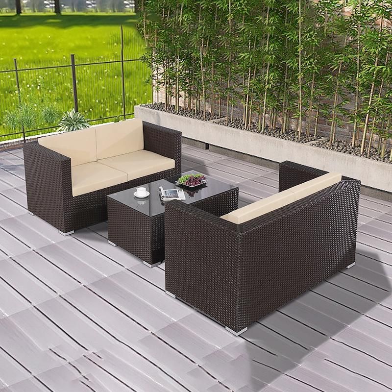 Outdoor Rattan Sofa Villa Courtyard Sofa Lounge Chair Outdoor Terrace Garden Rattan Furniture Balcony Rattan Chair Sofa