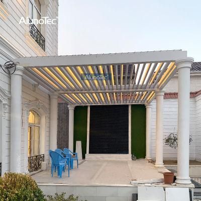 AlunoTec Rainproof Louvered Patio Roofs Pergola Kits Aluminum Sun Shade Pavilion Gazebo