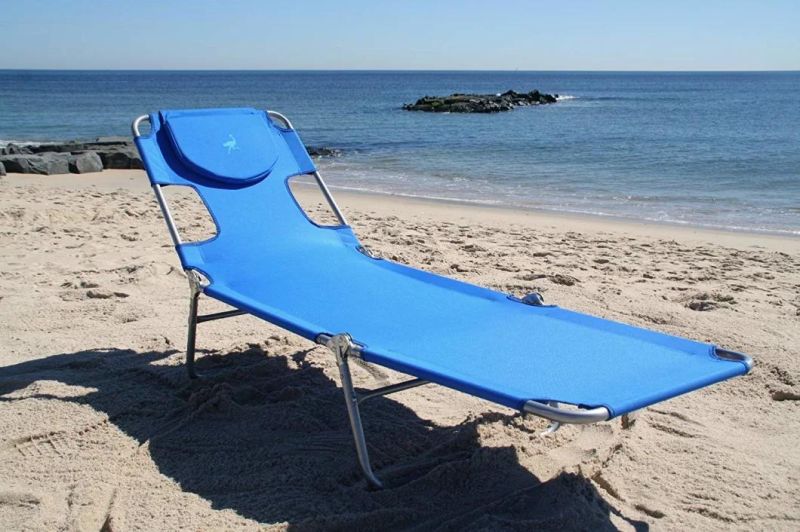 Chaise Lounge Folding Cot Camping Adjustable Recliner Sunbathing Beach Chair