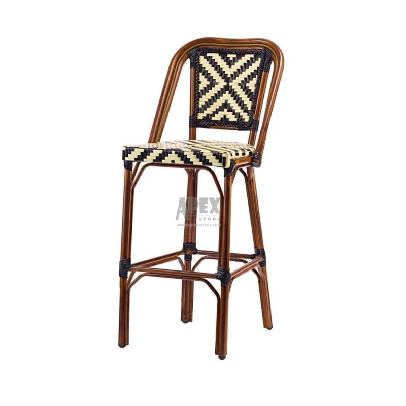 Outdoor Commercial French Rattan Bistro Bar Stool High Chair