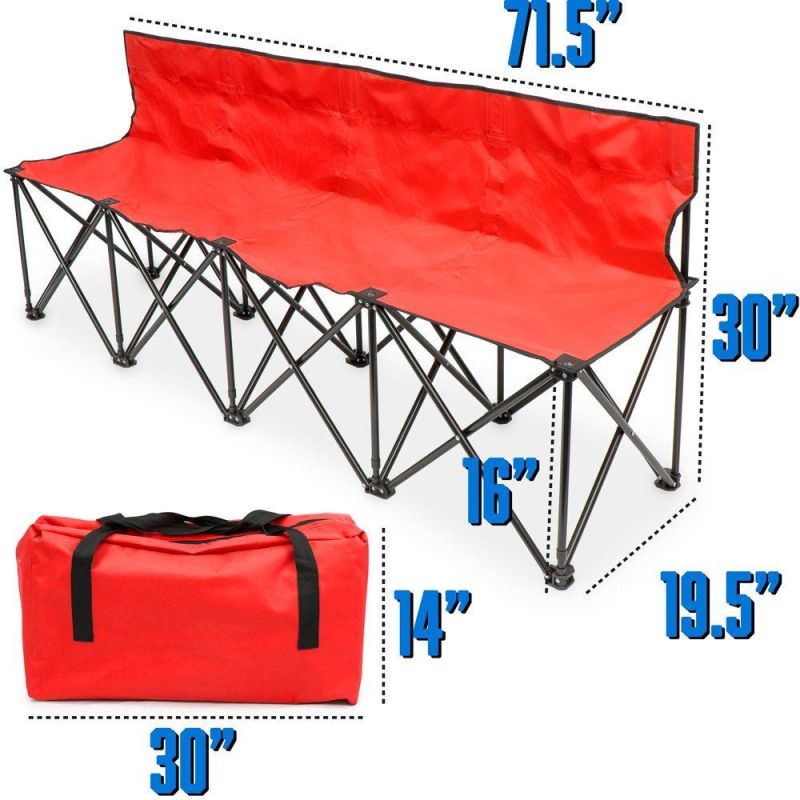 Sporting Goods 6-Foot Portable Folding 4 Seat Bench with Seat Backs & Carry Bag Great Team Bench for Soccer & Football Sidelines, Tailgating, Camping & Events