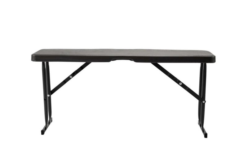 PE Gray Folding Plastic Cafe Table Chair Set/Table+Bench Couple Set/108cm Wooden Surface Table
