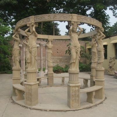 Traditional European Round Gazebo Made with Natural Tarvertine