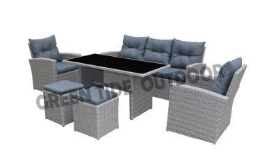 Outdoor Garden Dining Furniture Rattan Sofa Set 6PCS