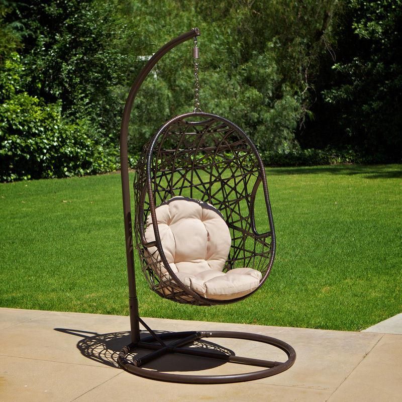 Sunny Daze Danielle Hanging Egg Chair Swing Resin Wicker Chair Basket Design Indoor or Outdoor Use Cushion Included