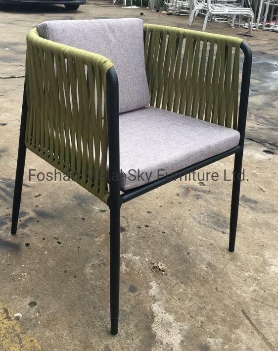 Outdoor Aluminum Wooden Garden Hotel Patio Rattan Rope Dining Chair