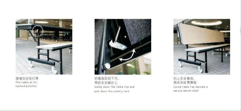New Design Wooden Chair Folding Bench for Publish with Wheels