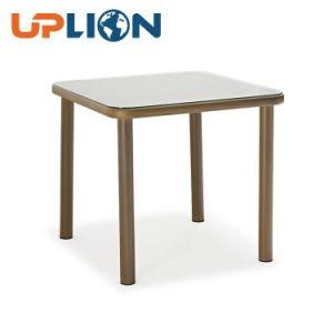 New Arrival Outdoor Garden Furniture Aluminum Bistro Cafe Balcony Bamboo Dining Outdoor Table