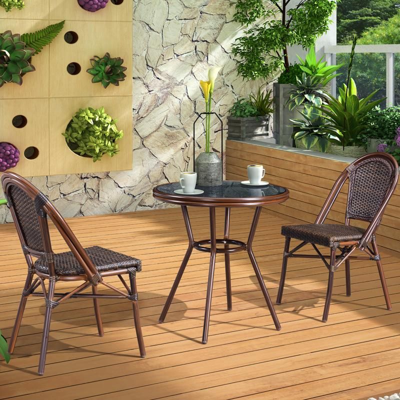 Outdoor PE Rattan 3 Sets One Table and Two Chairs Combination