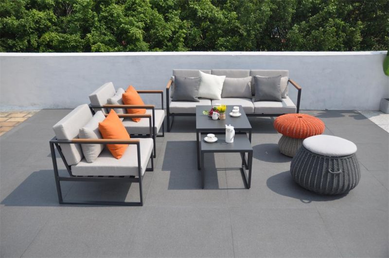 Modern Garden Furniture Sofa Patio Rattan Lounge Set Hotel Home Aluminum Leisure Sofa Set with Storage Box