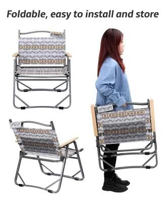 Portable Wood Grain Aluminum Material Folding Camping Chair for Beach Picnic