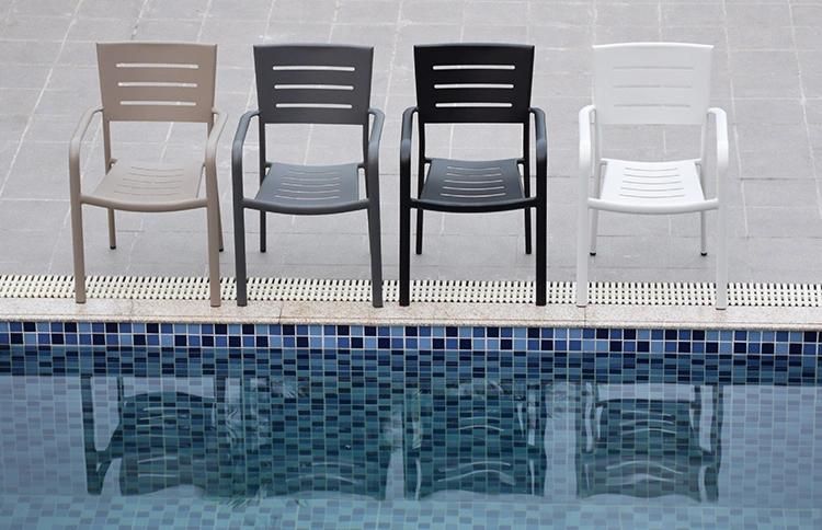 Powder Coated Aluminum Outdoor Metal Stackable Dining Chair