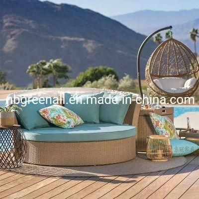 High Quality 360&deg; Outdoor Hotel Resort Pool Swimming Aluminum Frame Round Sun Daybed Fuiniture with Sun Canopy