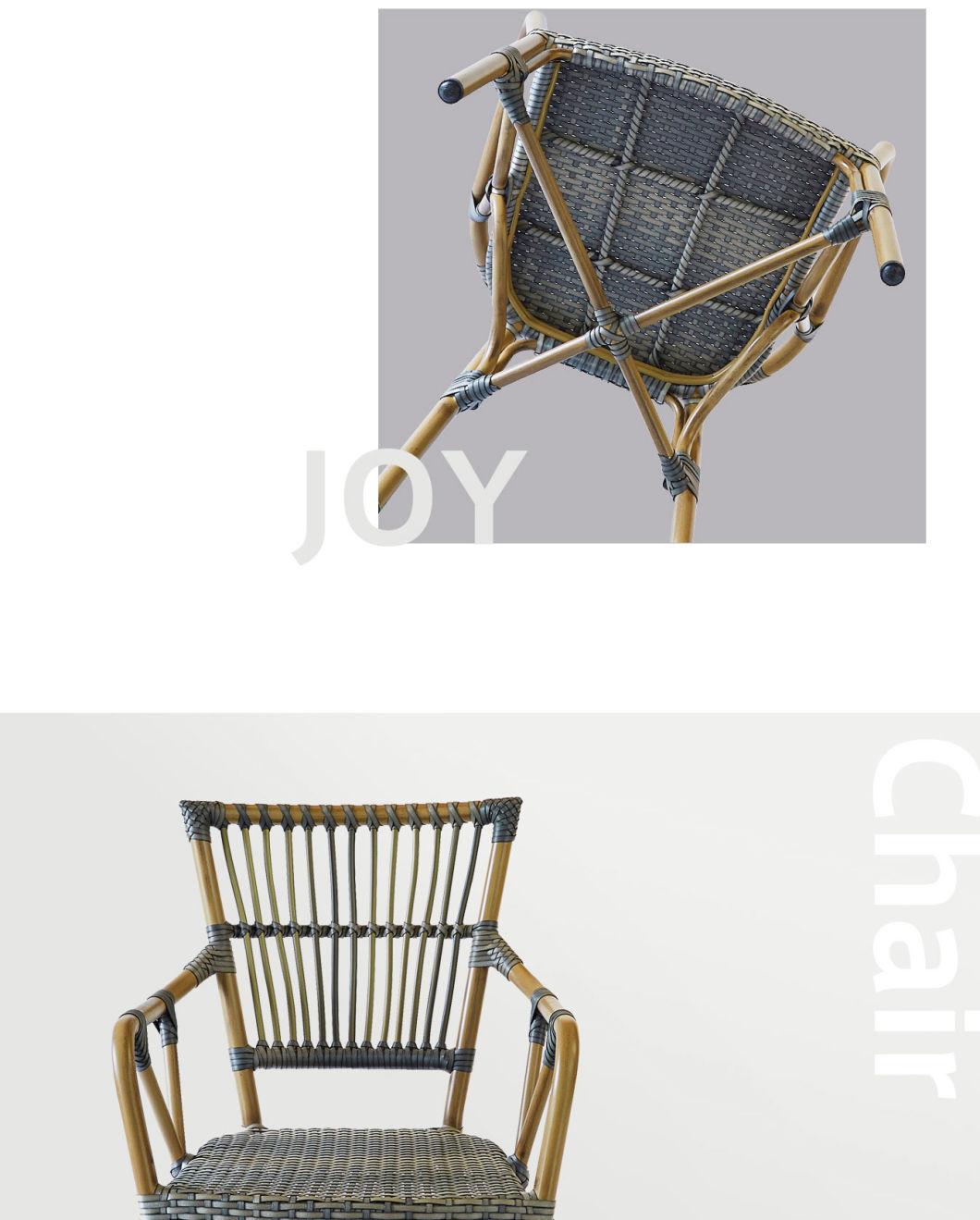 Best Selling Garden Rattan Furniture Gray Cane Bistro Arm Chair Outdoor Furniture