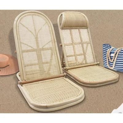 Outdoor Rattan Chair Rattan Backrest Weaving Creative Camping Folding Beach Chair Wyz19554