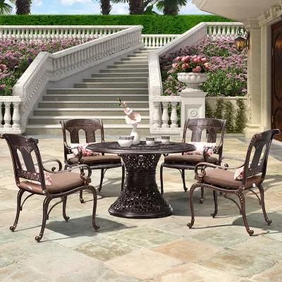 4 Seaters Outdoor Garden Patio Furniture Luxury Conversation Set Cast Aluminum with Round Table