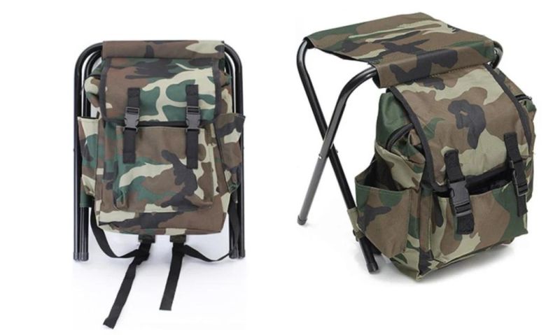 Foldable Fishing Chair Stool Travel Camping Hiking Camouflage Backpack Bags