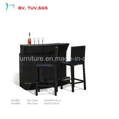 Black Rattan Elegant Cozy Furniture Outdoor Coffee Set (8019BT+8019BC)