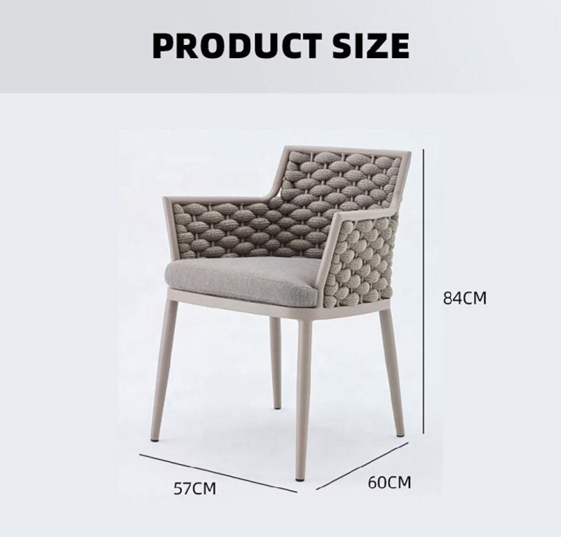 Outdoor Garden Dining Room Balcony Furniture Aluminum Arm Cushion Chair