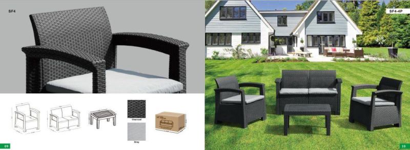 Hotel Patio Lounge Set Plastic Rattan Sofa