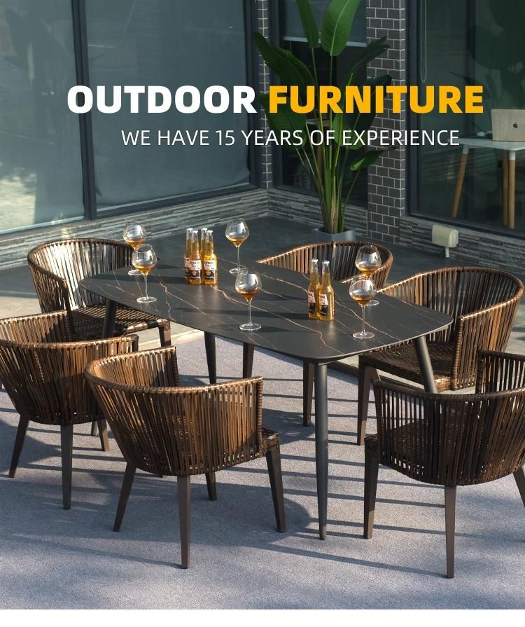 Outdoor Black Rock Board Pattern Rattan Chair/Terrace Garden Patio Table and Chair