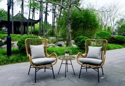 Wicker Garden Setting with Cushioned Patio Lawn Rattan Chairs Outdoor Bistro Set