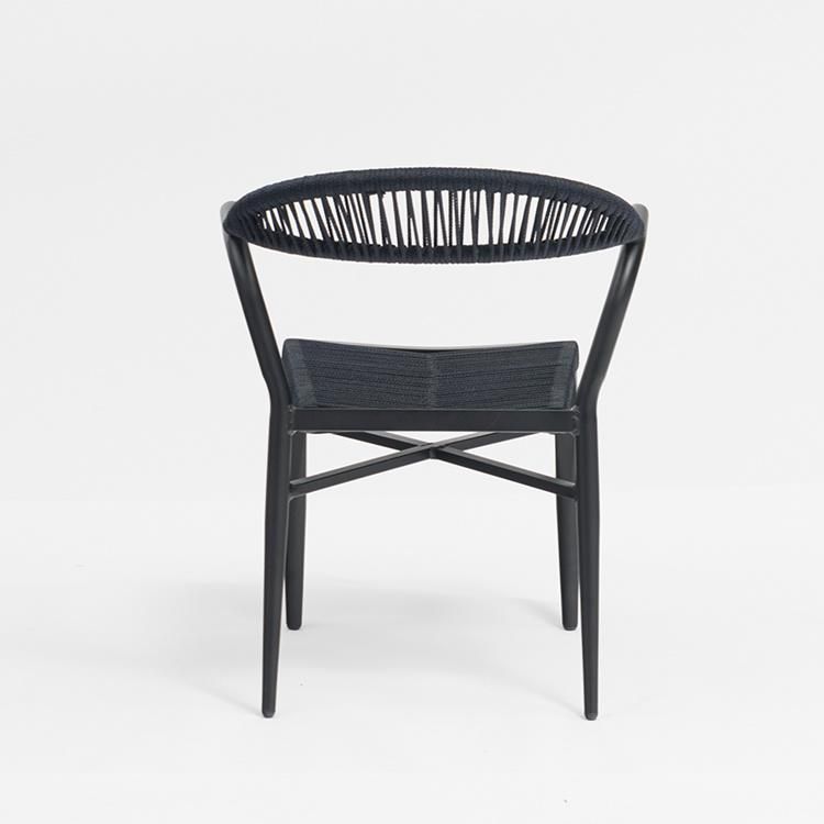 Black Cheap Aluminum Chairs with Round Cotton Rope Kids Park Bench Garden Furniture