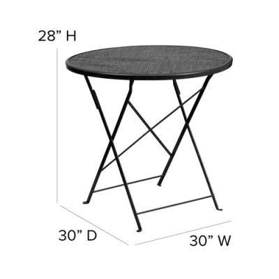 30&quot;Commercial Grade Round Black Indoor-Outdoor Steel Folding Patio Table