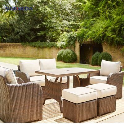 Hot - Selling Outdoor Sofa Set with Waterproof Sunscreen PE Rattan