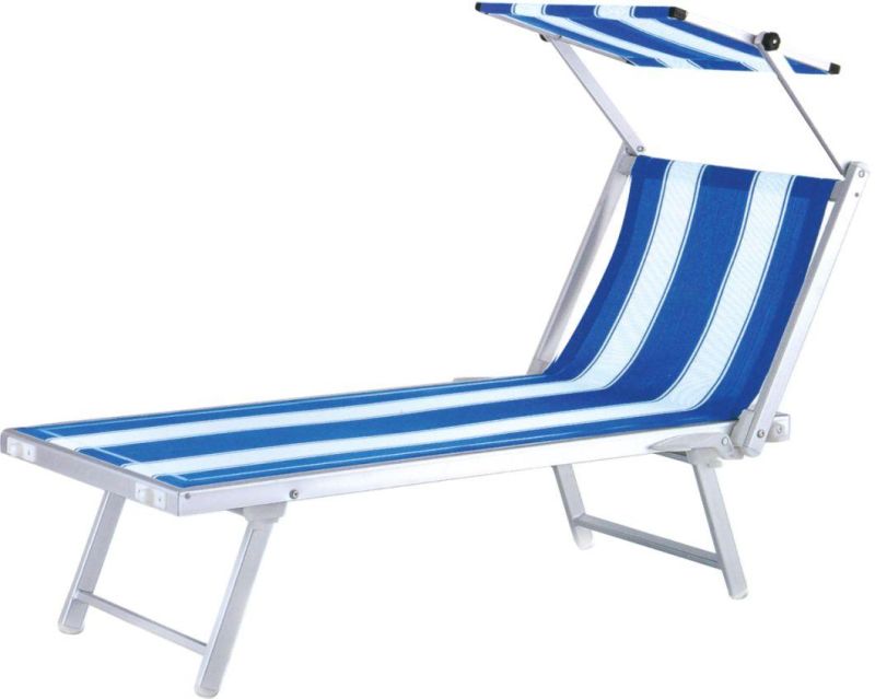 Lounge Folding Cot Camping Adjustable Recliner Sunbathing Beach Pool Bed Cot with Shadow Cover
